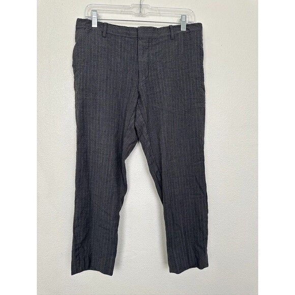 Burberry 100% Wool Ankle Pinstripe Trousers Tapered Leg Gray Men's Waist 34x24 - Picture 1 of 12